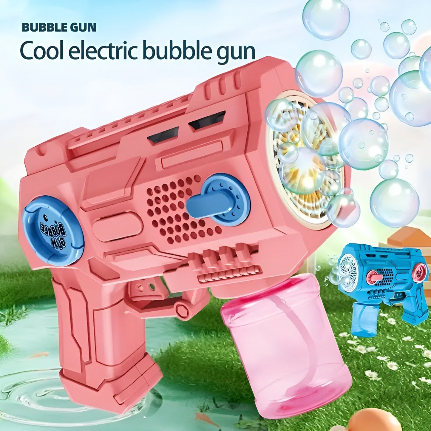 Electric Bubble Toy for Kids, 100 ml Plastic, 10-Hole Bubble Machine, Air Games
