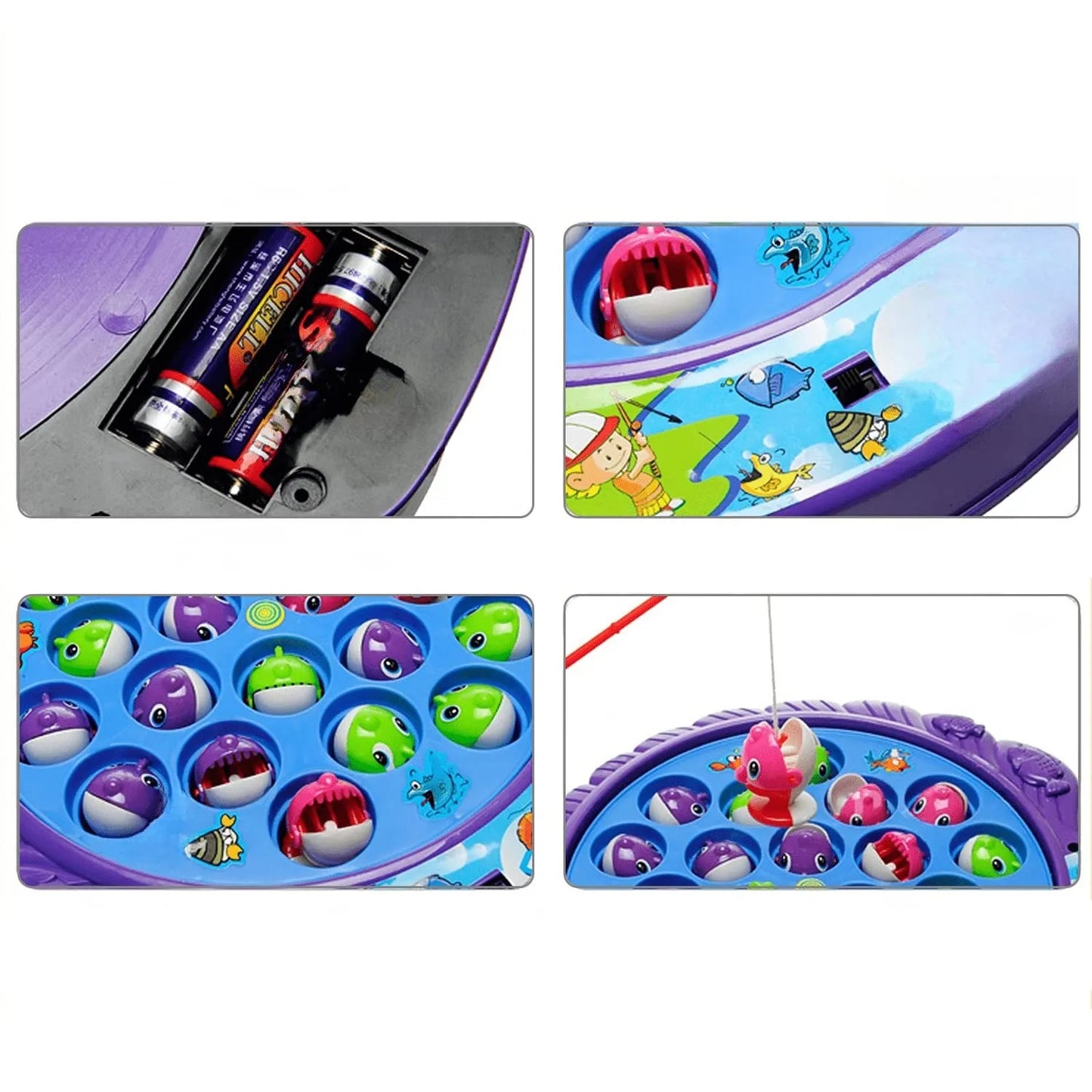 Fishing Game with Rotating Board, Music Switch, and Vibrant Fish