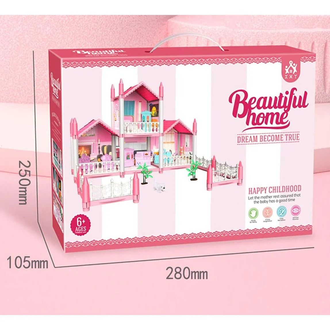 4 Rooms Doll House Villa Set For Kids