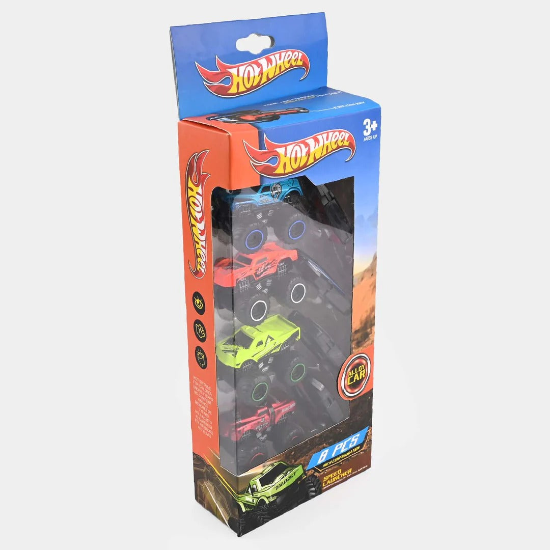 HOT WHEEL MONSTER TRUCK PACK OF 4 WITH REMOTE LAUNCHER