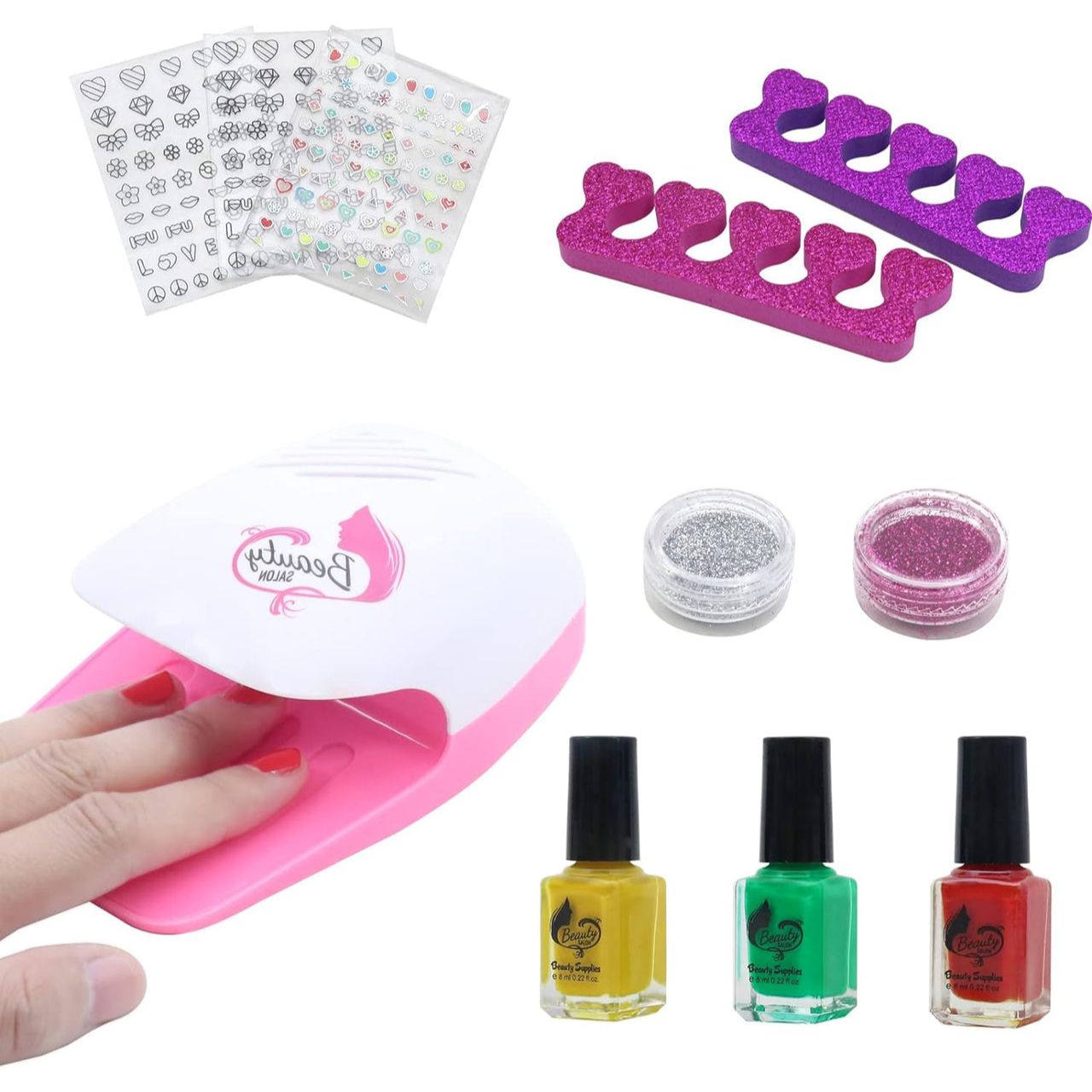 Nail Glam Salon Nail Dryer | 2in1 Nail Paint & Sticker Kit