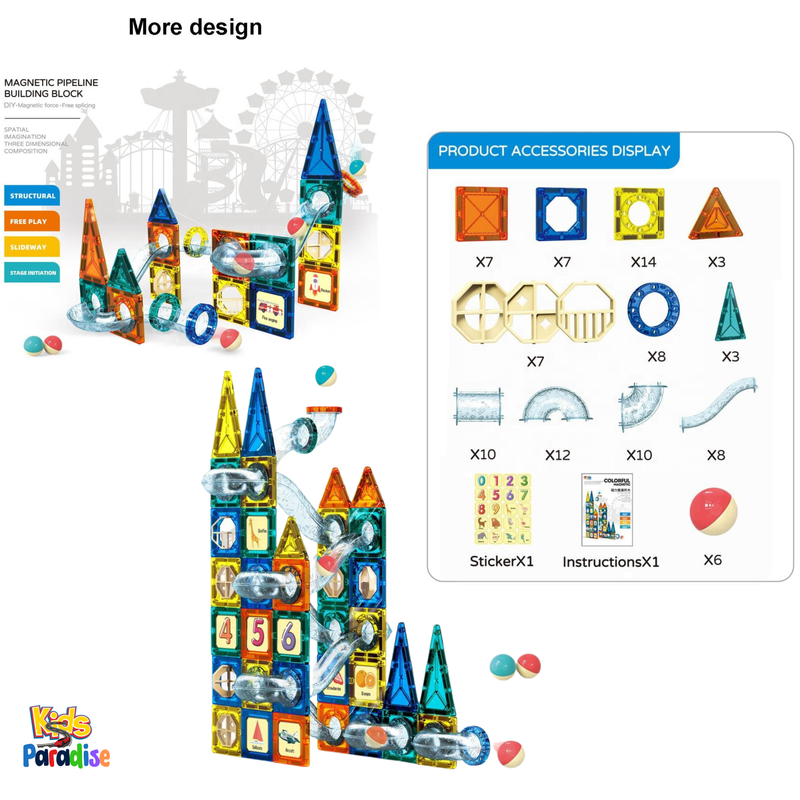 42 Pcs Set 3D Colorful Magnetic Tiles Building Blocks