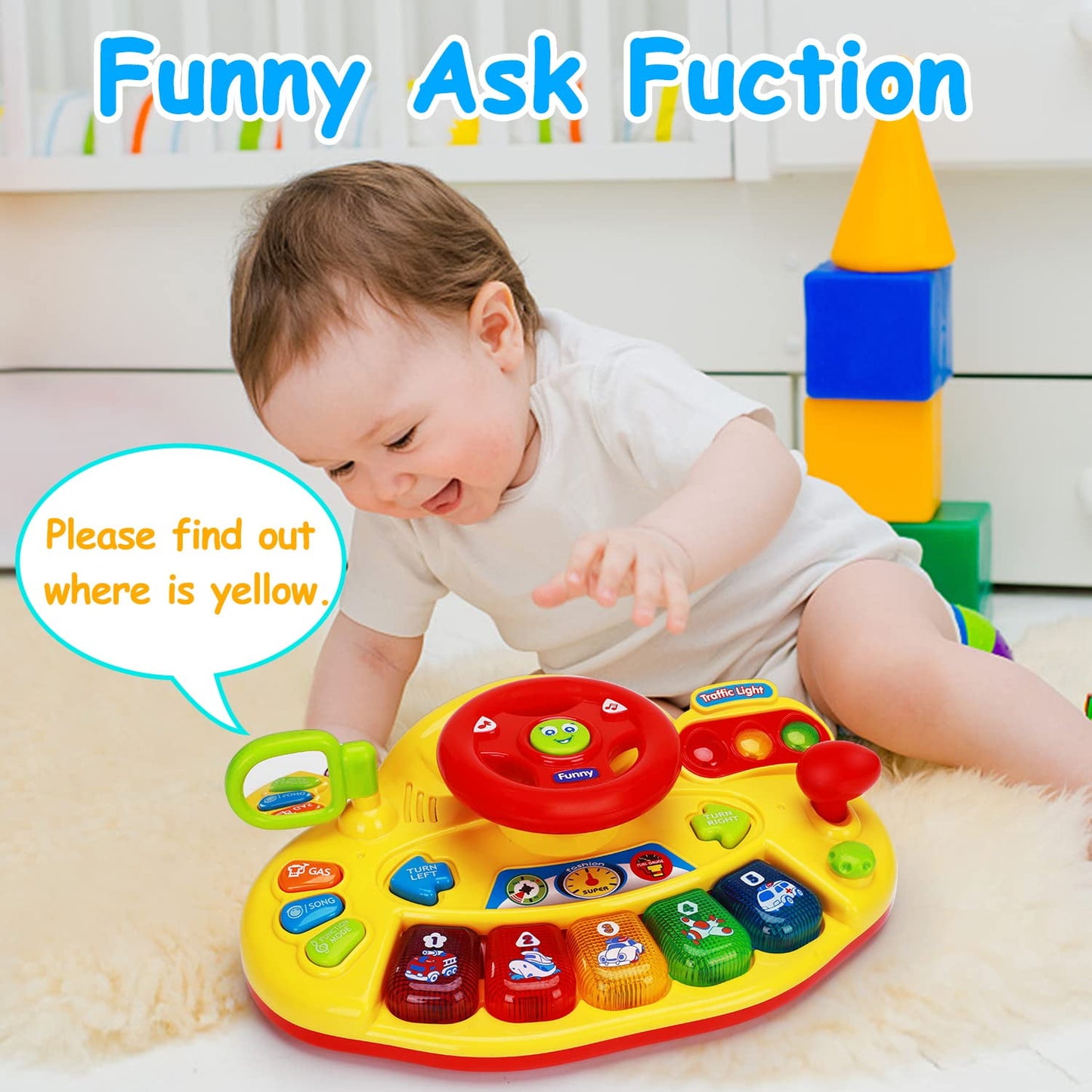 Light Up Steering Wheel Toy with Traffic Light & Sound
