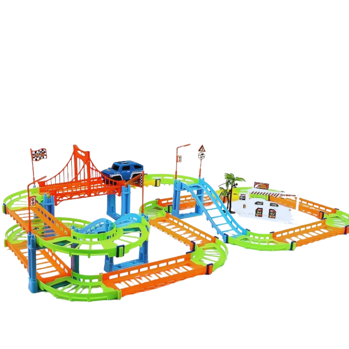 Railway Track With Bridge And Trees