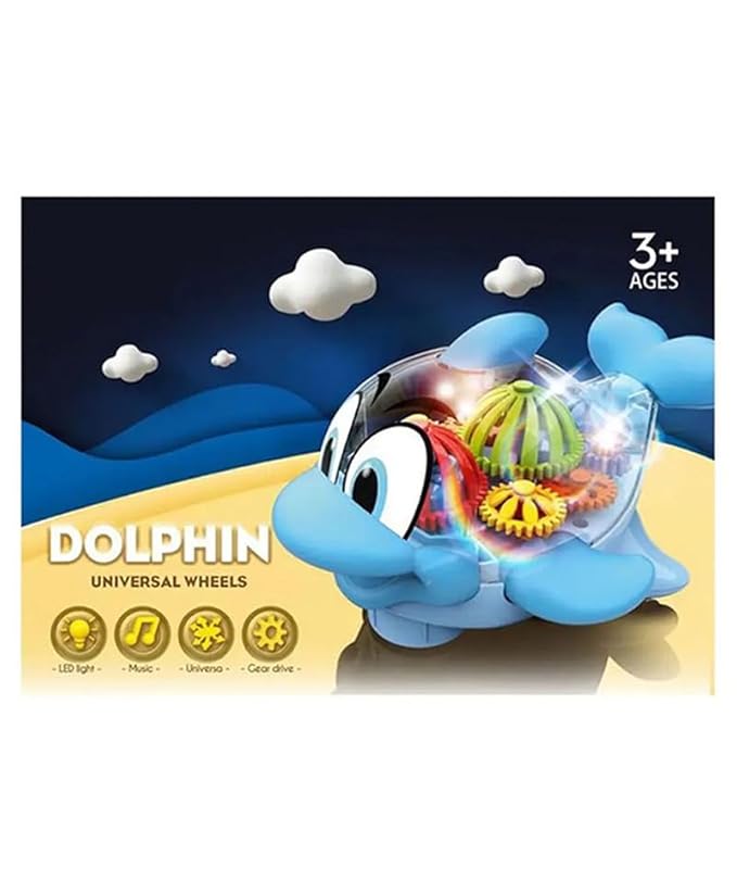 Musical Gear Dolphin Toy for Kids with Flashing Lights