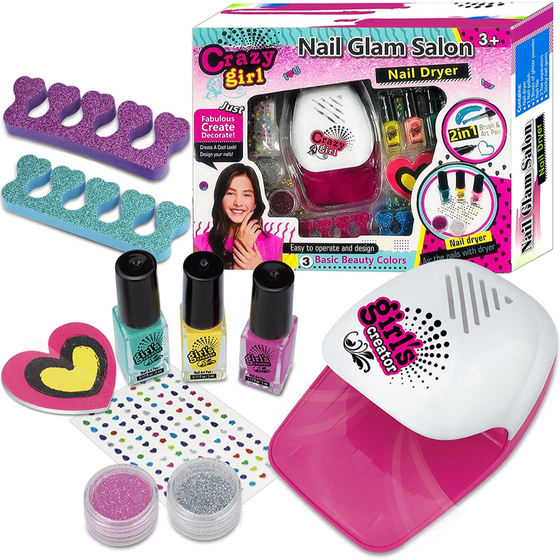 Nail Glam Salon Nail Dryer | 2in1 Nail Paint & Sticker Kit