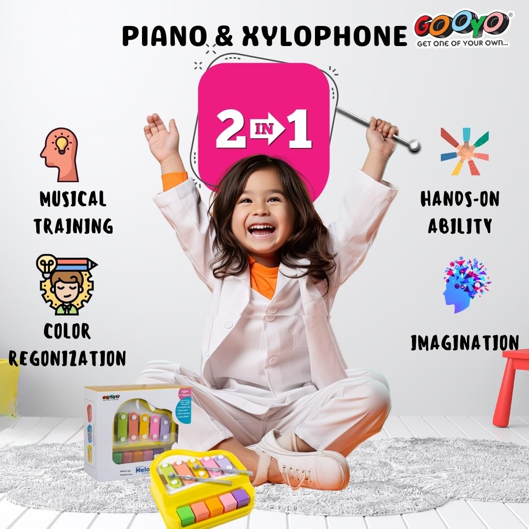 2 in 1 Kids Hand Knock Piano multi color