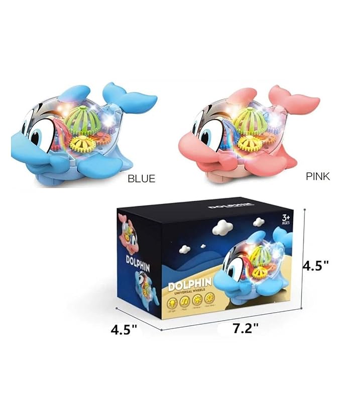 Musical Gear Dolphin Toy for Kids with Flashing Lights