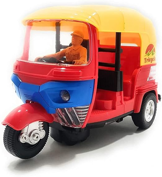 Tricycle Auto Rickshaw Toys with Attractive Light Sound Battery Operated