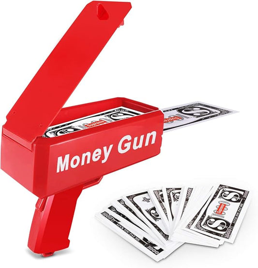 Money Rain_GunMachine with 100 Pcs Play Money Cash