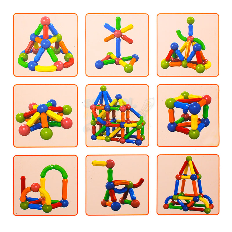 64 PCS Magnetic Blocks Set Toy Magnetic Bar Constructor Building Blocks