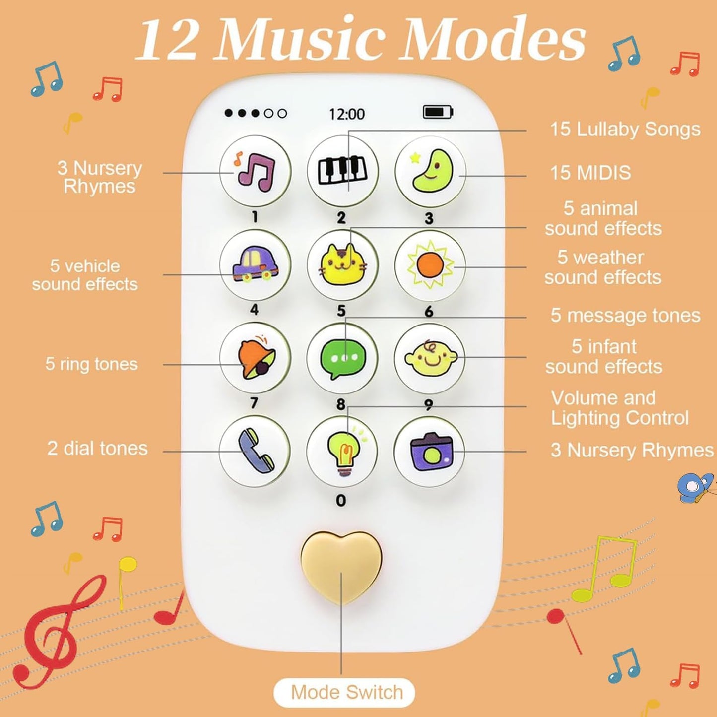 Toy Mobile Phone with Music Lights, Sound, Laughing Songs Dialogue, Various Melodies