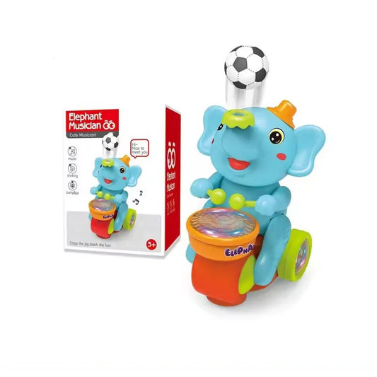 Children Elephant Musical Interactive Toy Electric with Lights Sounds Drumming Levitating Ball