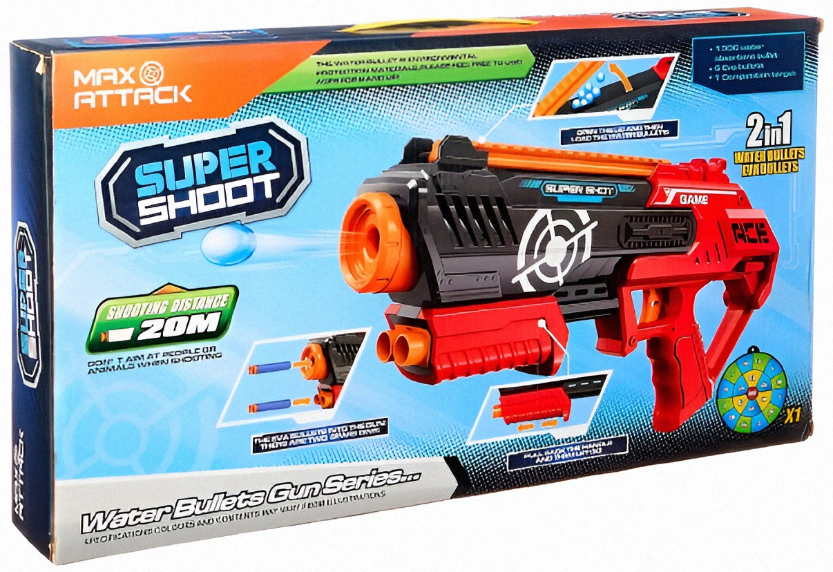 Max Attack Super Shoot 2 in 1 Water Bullets Gun Series
