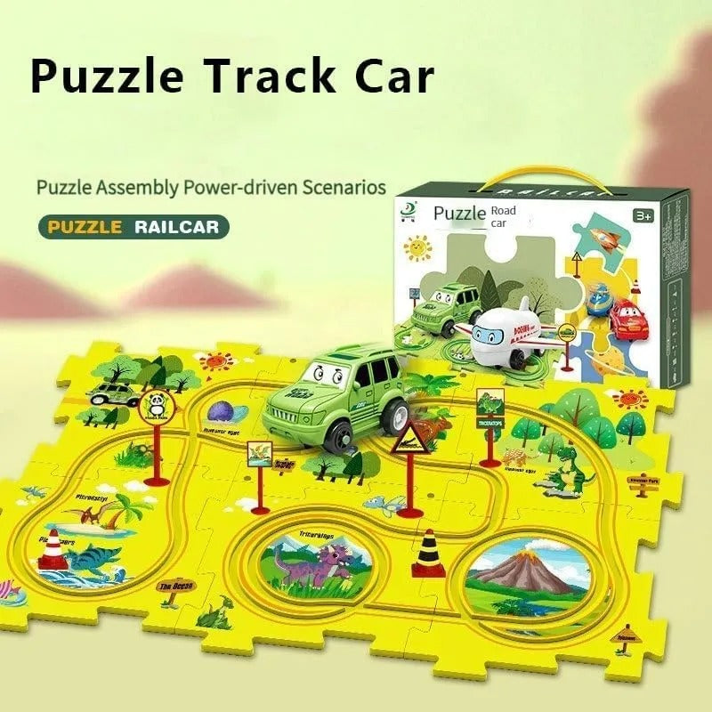 Railcar Puzzle Montessori Kids Toy 15 Pcs Magnetic Electric Racing Car Track Traffic Game