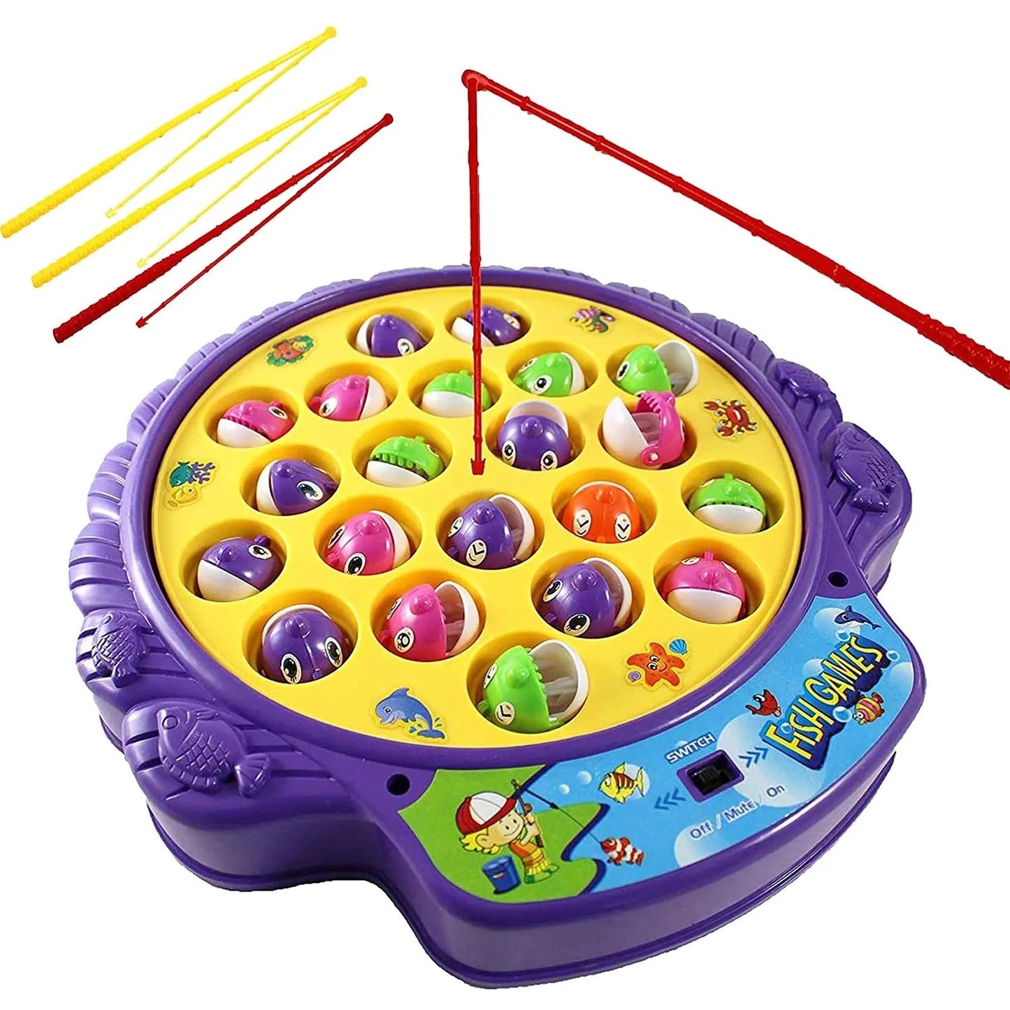 Fishing Game with Rotating Board, Music Switch, and Vibrant Fish