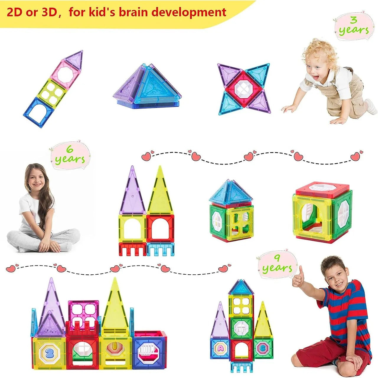 42 Pcs Set 3D Colorful Magnetic Tiles Building Blocks