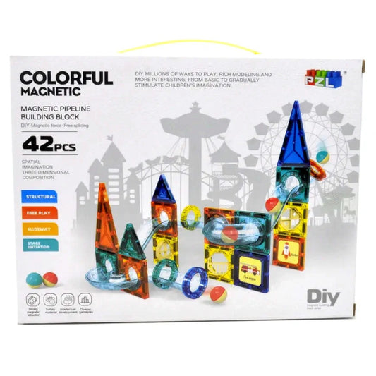 42 Pcs Set 3D Colorful Magnetic Tiles Building Blocks