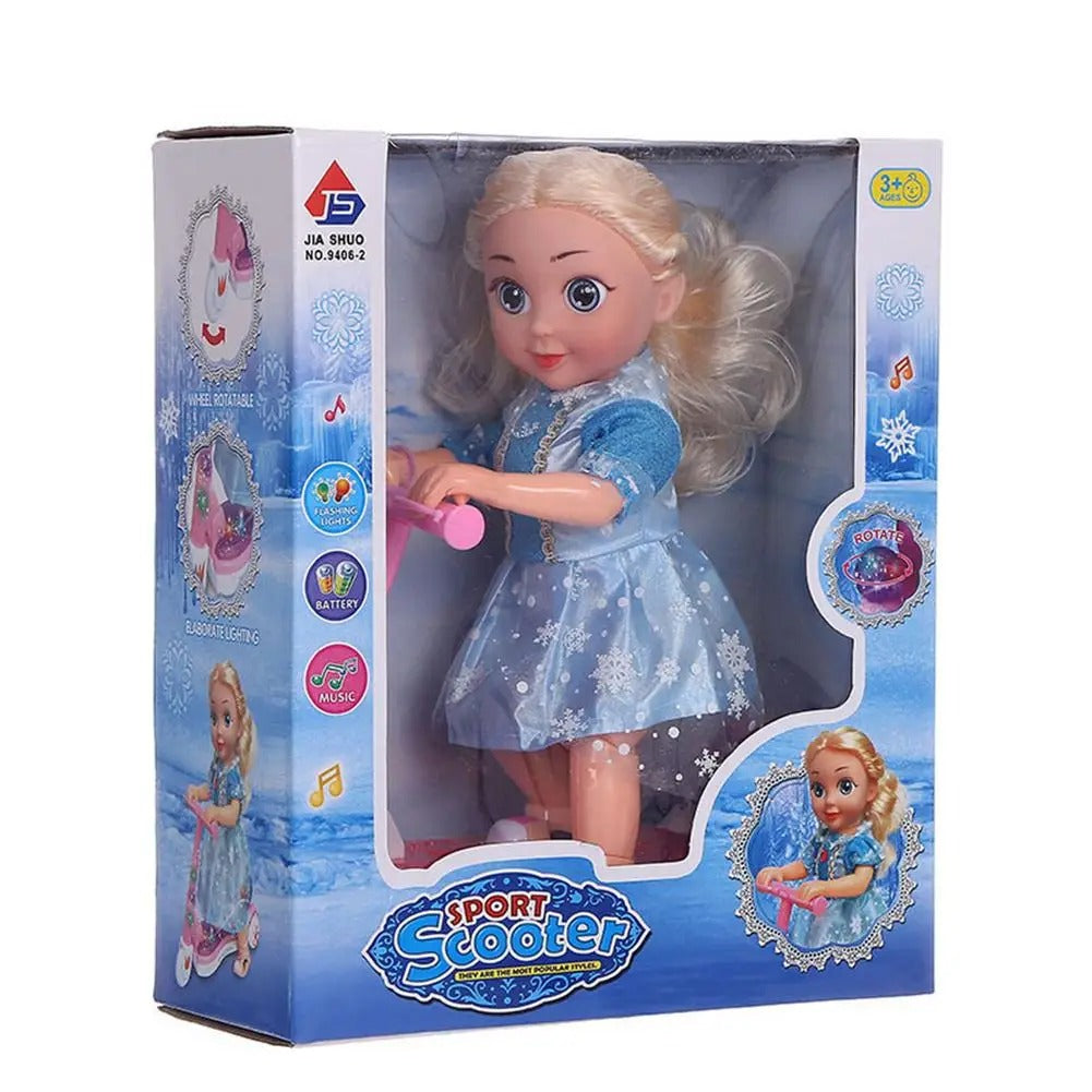 Cute Princess Doll Electric Scooter Toy With Music