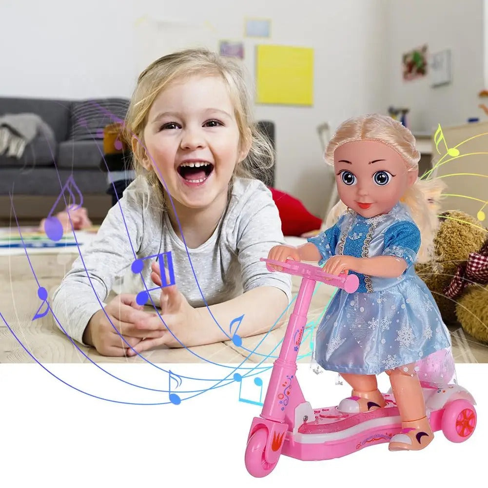 Cute Princess Doll Electric Scooter Toy With Music