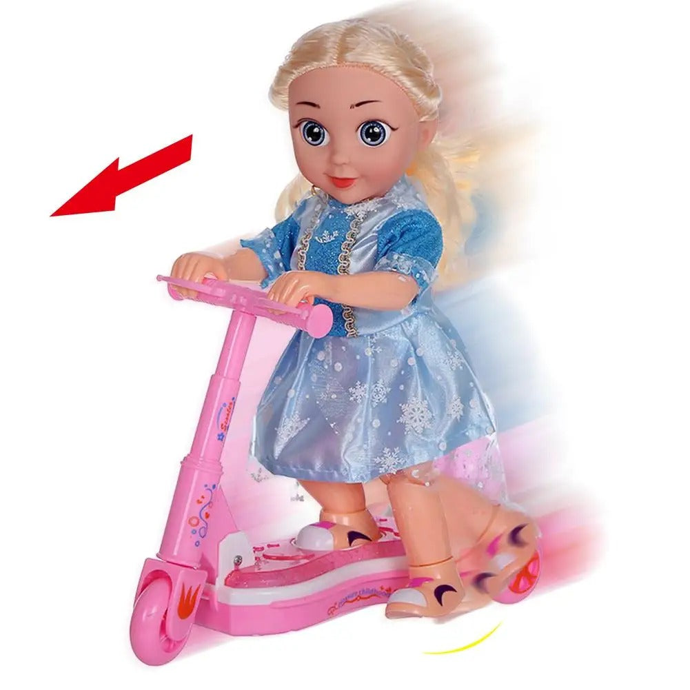 Cute Princess Doll Electric Scooter Toy With Music