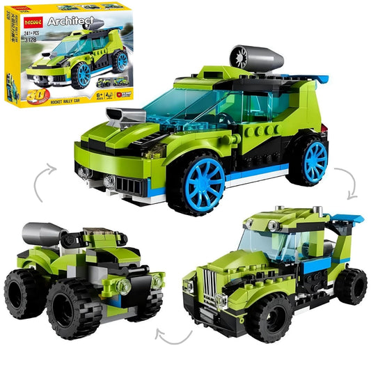 Rocket Rally Car Building Set 30-in-1 Race Car, Jet Truck & Quad Bike