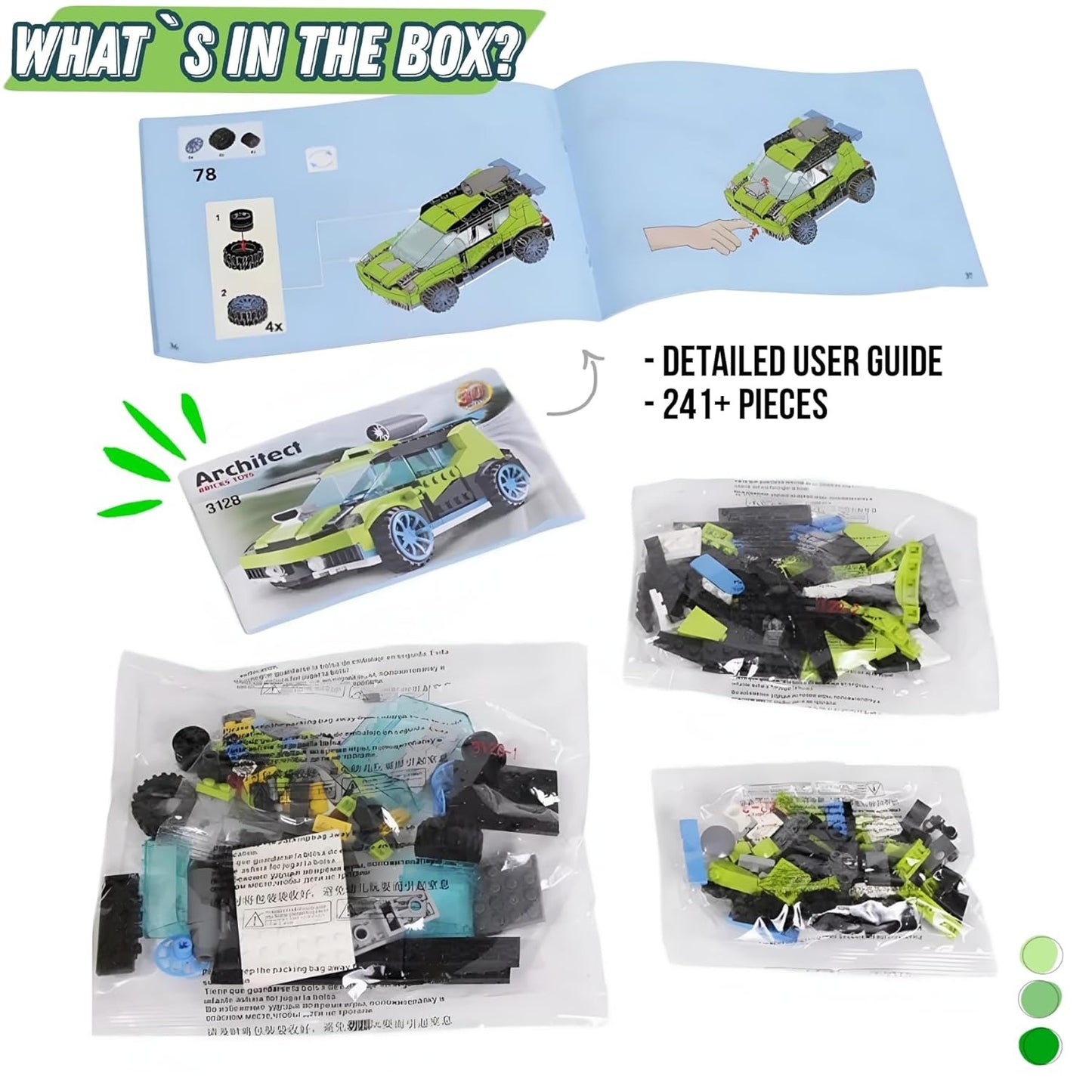 Rocket Rally Car Building Set 30-in-1 Race Car, Jet Truck & Quad Bike