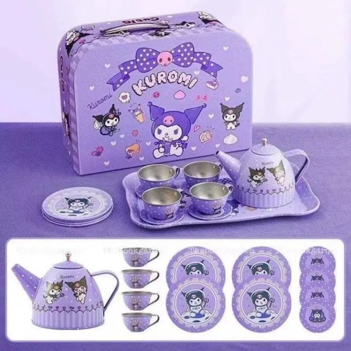 Tea Party Set,16PCS Kids Tea Party Set Tin Teapot Cup