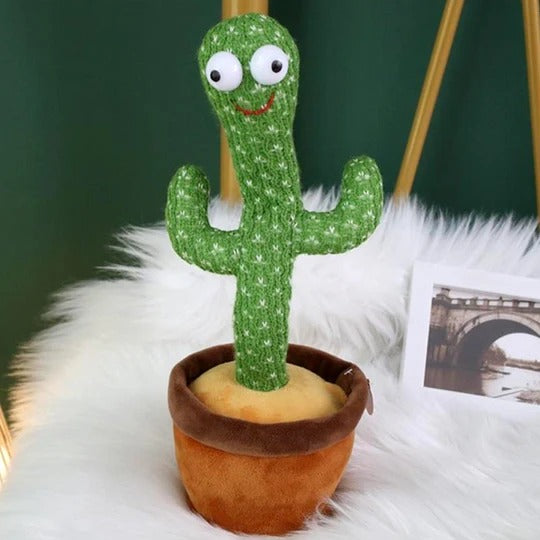 Dancing Cactus CELL + CHARGEABLE Plush Toy Singing and Dancing with Record and Repeat Functions with Light effects