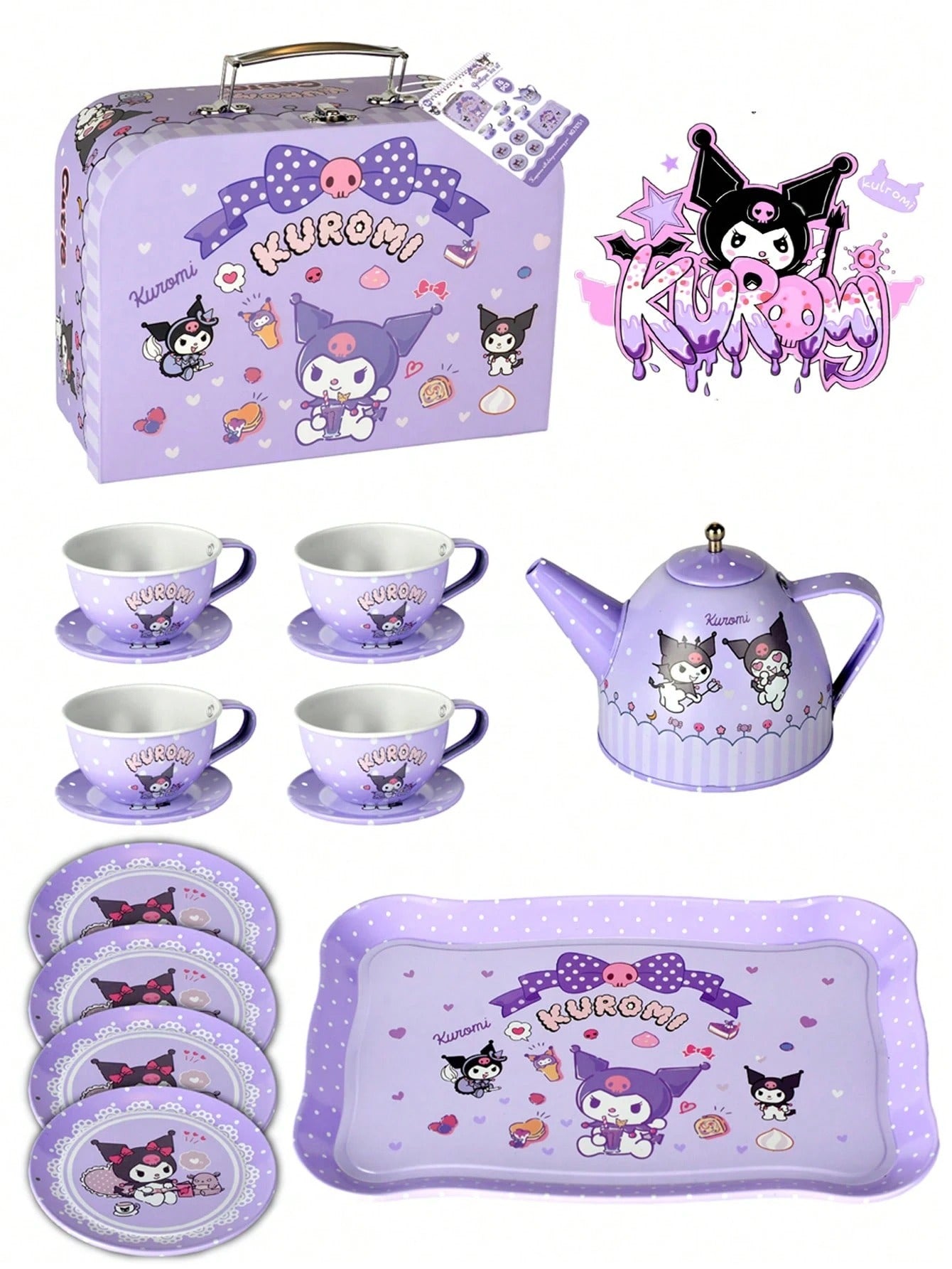 Tea Party Set,16PCS Kids Tea Party Set Tin Teapot Cup