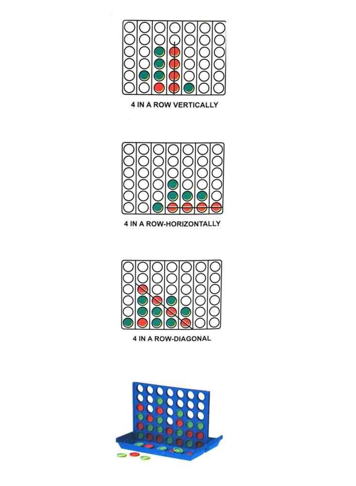 Connect Four-4 in the line Four-4 in a row - Board Puzzle Game for Children Adults, Educational Plastic Challenging Toy