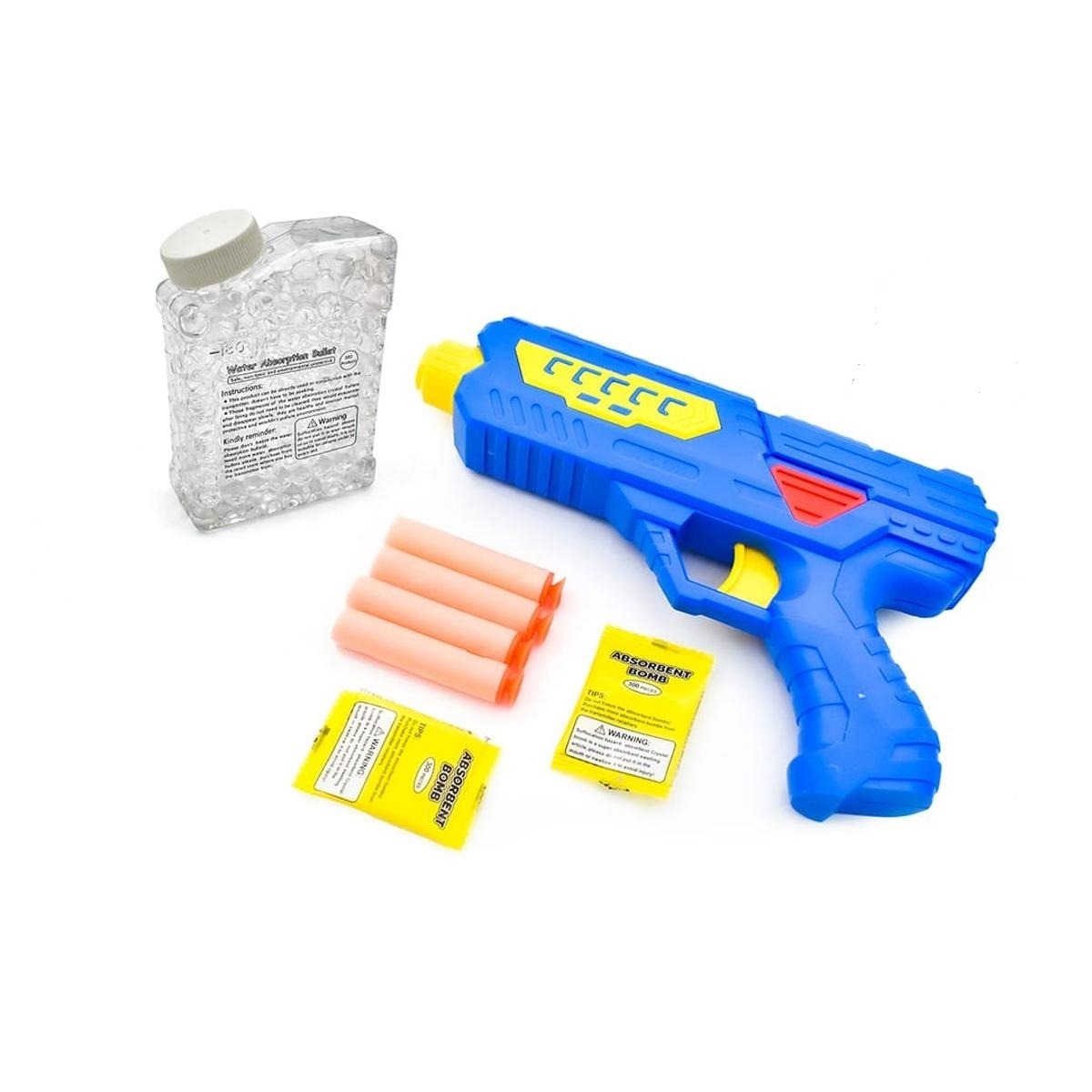 2 in 1 Water Crystal Balls And Soft Dart Blowing Gun Toy - Blow Toy Gun With Water Balls Filled Bottle And Nerf Bullets