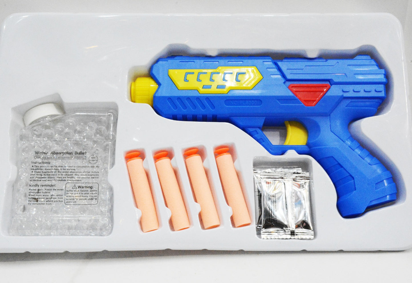 2 in 1 Water Crystal Balls And Soft Dart Blowing Gun Toy - Blow Toy Gun With Water Balls Filled Bottle And Nerf Bullets