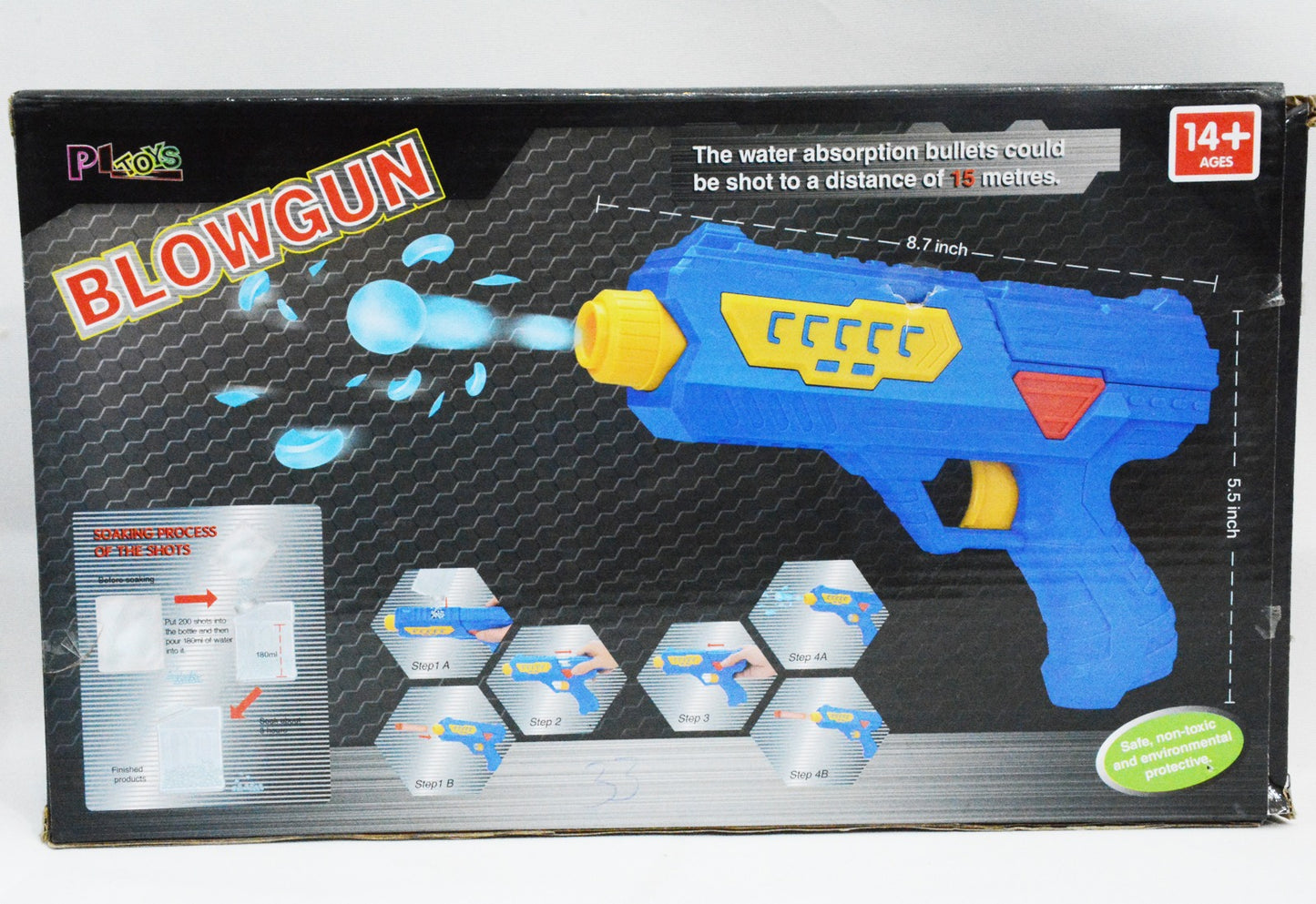 2 in 1 Water Crystal Balls And Soft Dart Blowing Gun Toy - Blow Toy Gun With Water Balls Filled Bottle And Nerf Bullets