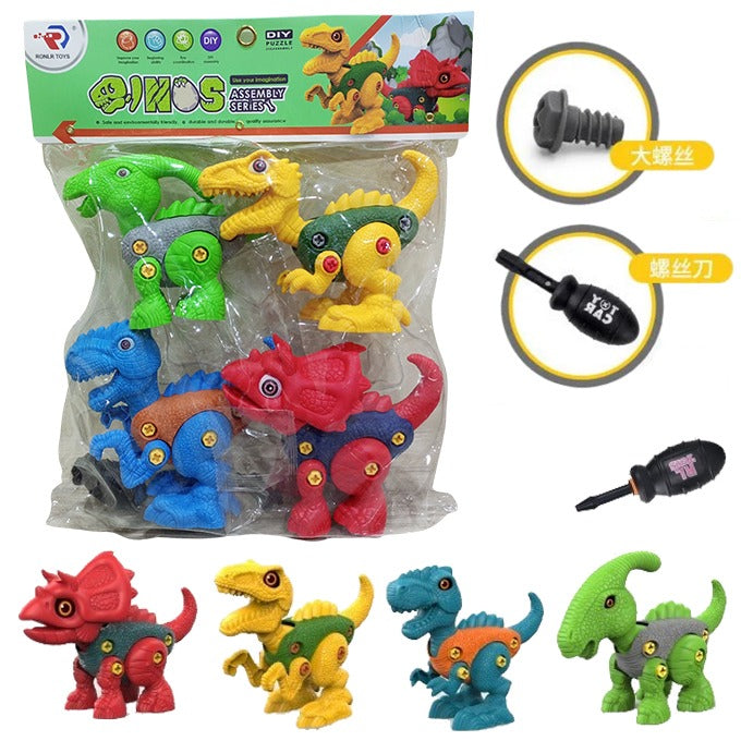Dinos Assembly Series – 4 Pcs Dinosaur Assemble Play With Plastic Screw Driver