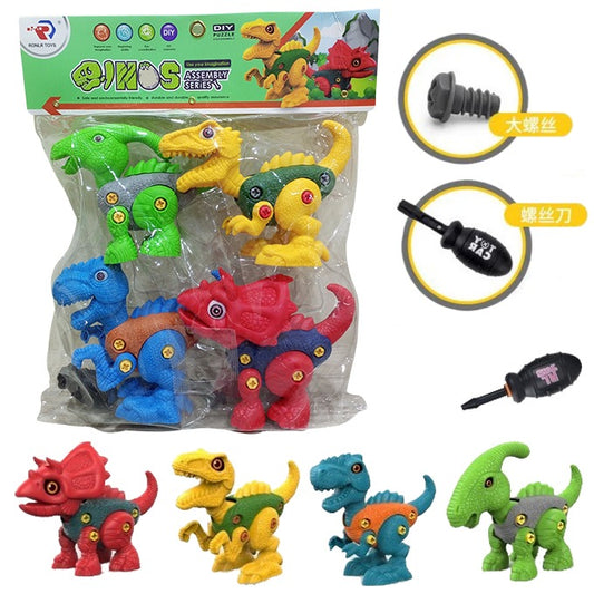 Dinos Assembly Series – 4 Pcs Dinosaur Assemble Play With Plastic Screw Driver