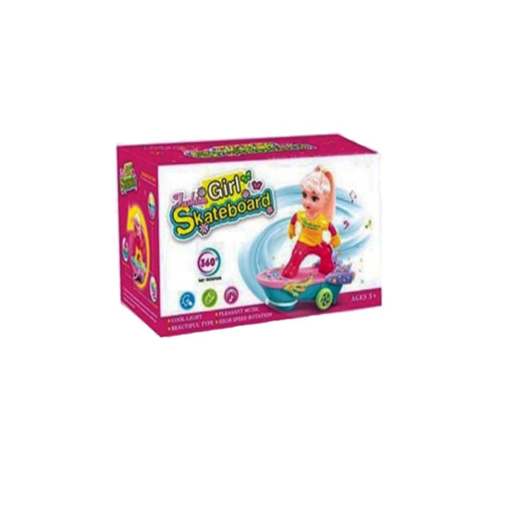 360 Jashion Girl Skateboard Toy with Attached Doll Rattle