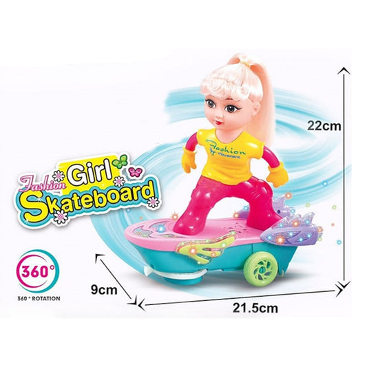 360 Jashion Girl Skateboard Toy with Attached Doll Rattle