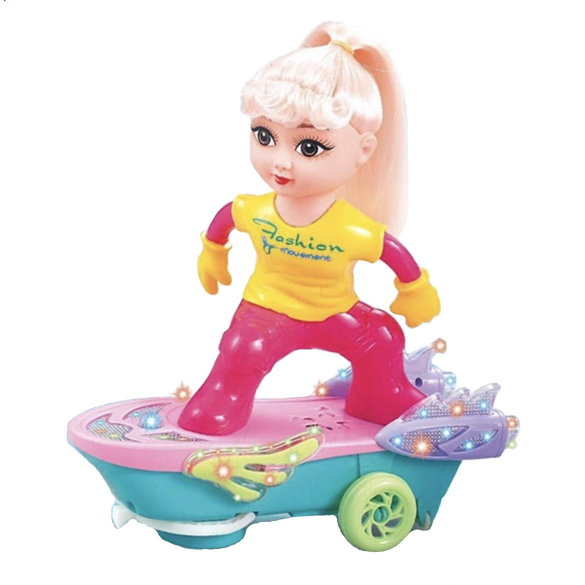 360 Jashion Girl Skateboard Toy with Attached Doll Rattle